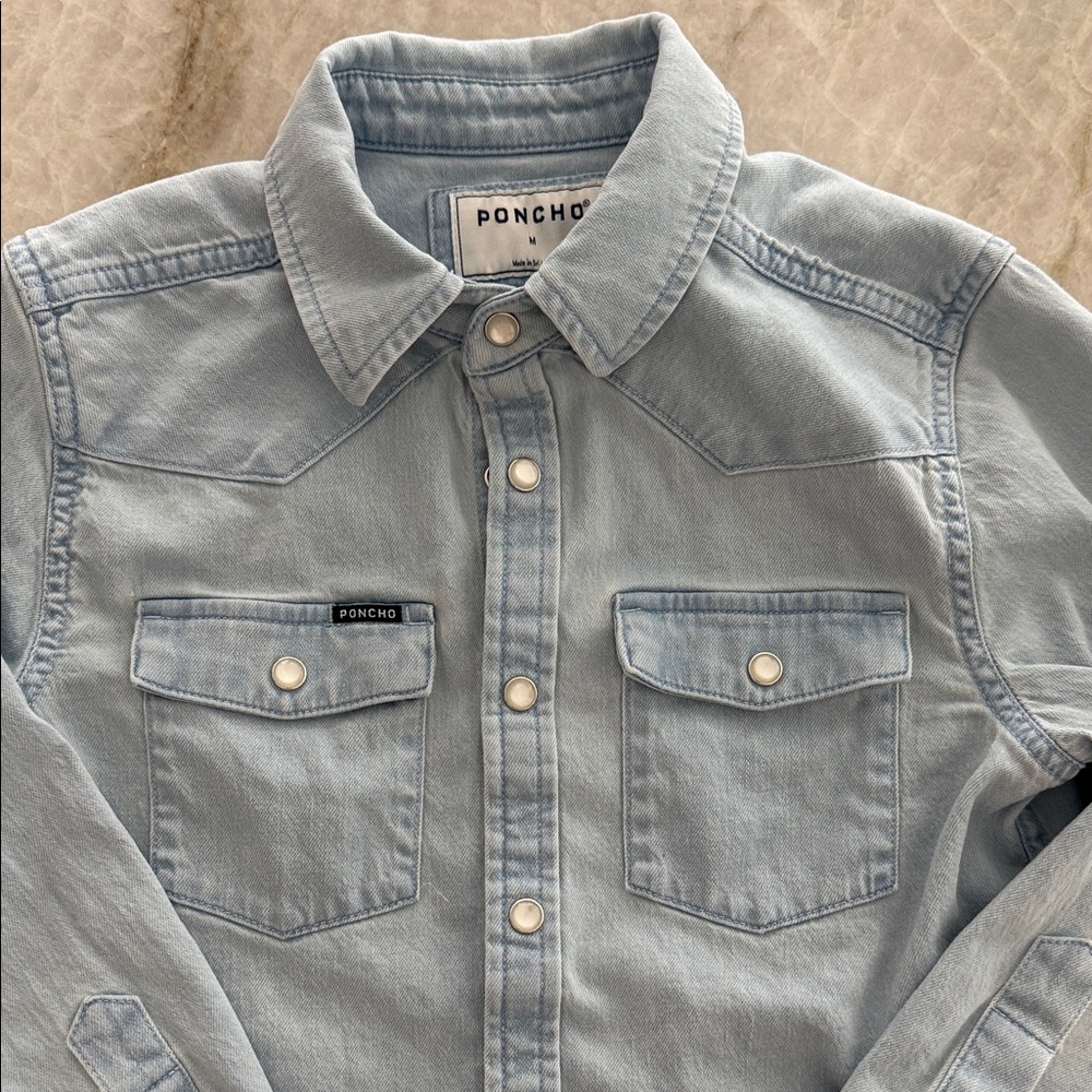 Poncho Light Blue Kids Button Down Shirt